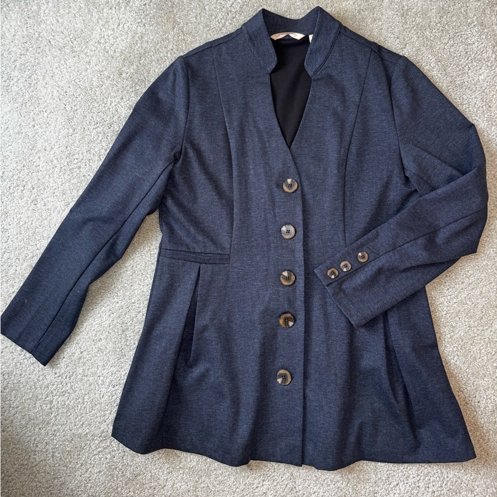 Soft Surroundings Blue Knit Button-Up Blazer